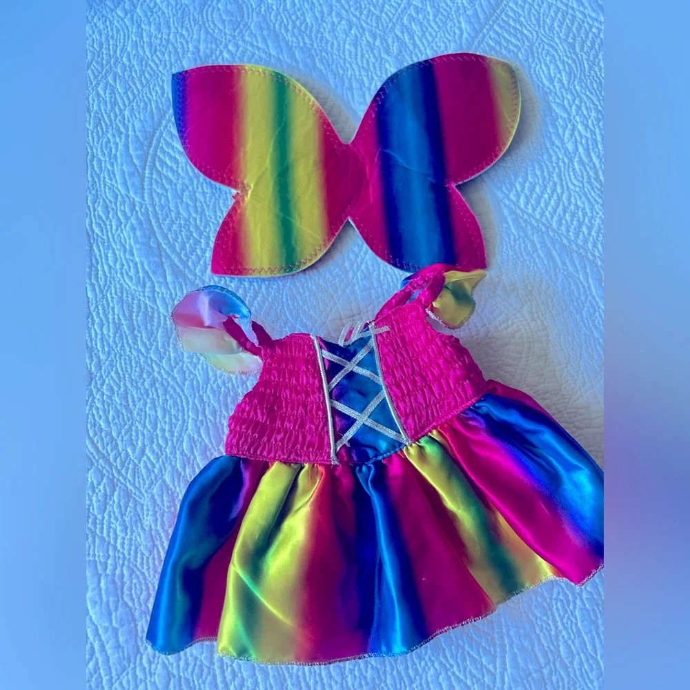 Build-A-Bear  Rainbow Fairy Dress and Wings. Includes pink sandals